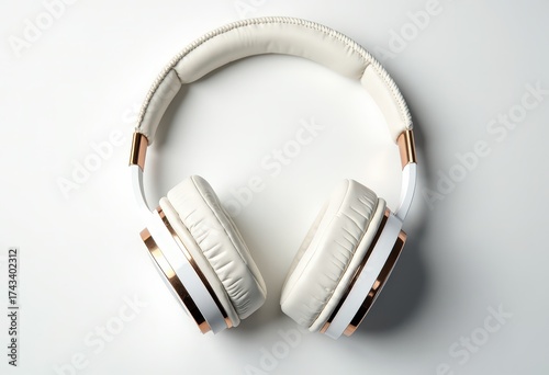 Headphones white with gold accents