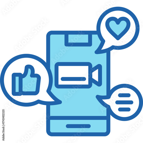 Lineal Blue Stream Icon Live Video Chat and Social Reactions