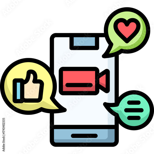 Lineal Color Stream Icon Live Social Media Video Chat