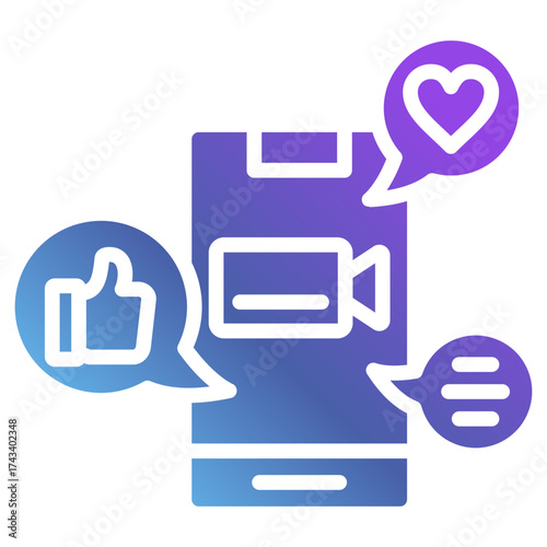 Glyph Gradient Stream Icon Live Video and Social Engagement