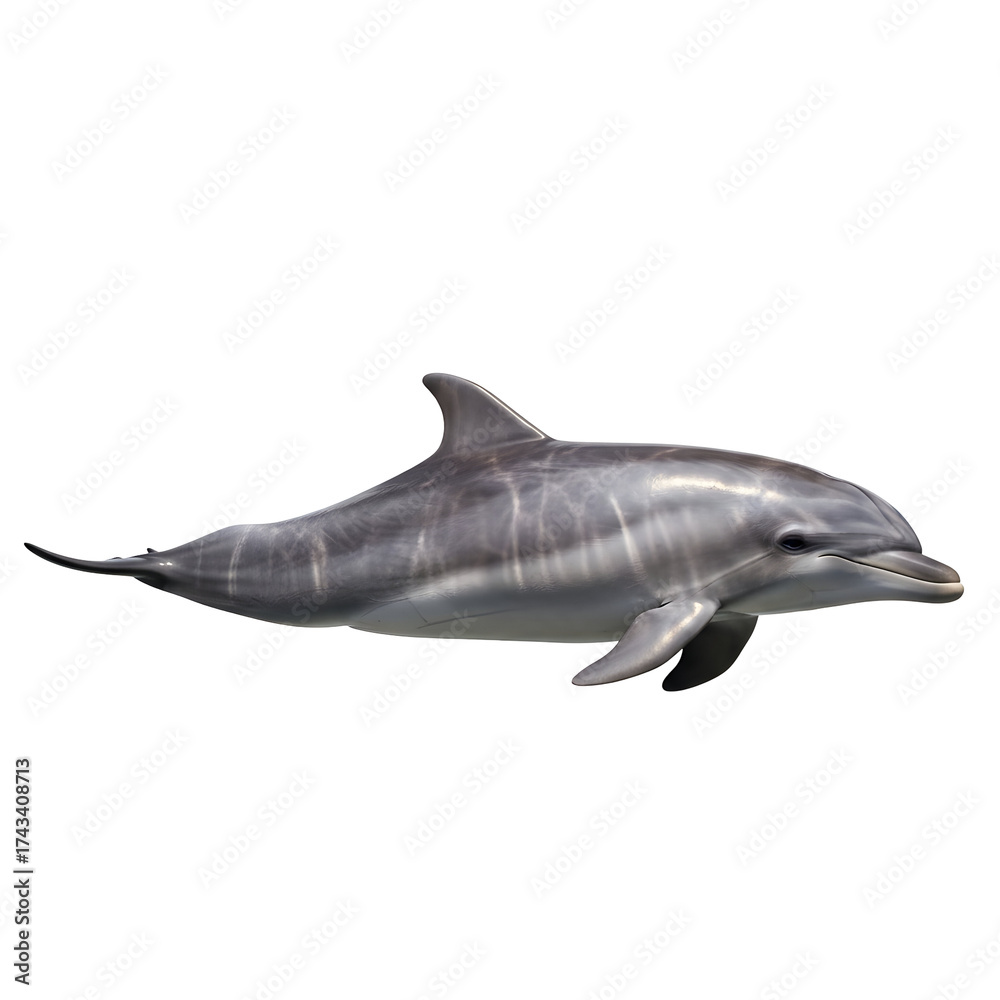 Fototapeta premium A realistic illustration of a bottlenose dolphin swimming gracefully in the ocean.