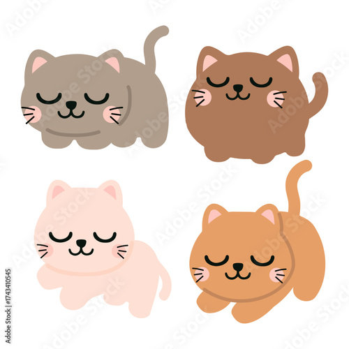 Illustration of Four Cute Cats