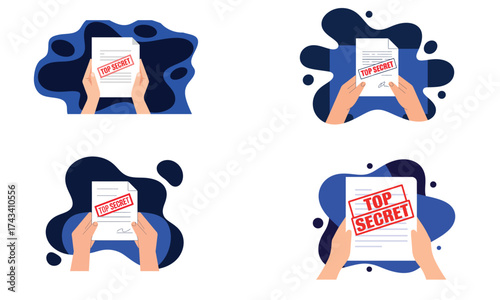 Confidential document illustration showing hands holding top secret paper
