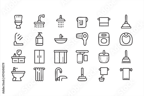 Home sanitation and bathroom equipment vector for cleanliness and decor visuals