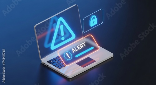 Wallpaper Mural Laptop displays security alert warning with lock icon Torontodigital.ca