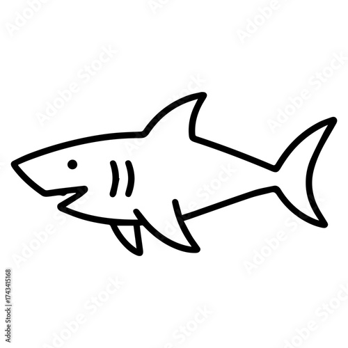 great white shark icon or logo symbol line vector illustration 