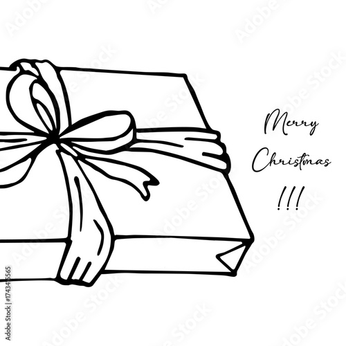 Hand drawn festive doodle set with monochrome holiday illustrations for Christmas and New Year cards, posters, wrapping and DIY printables
