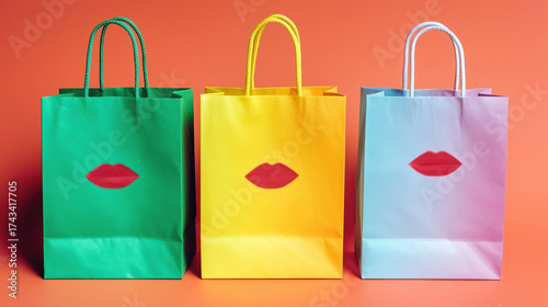 Wallpaper Mural Brightly colored shopping bags with lip designs showcase a fun sale event during the spring season Torontodigital.ca