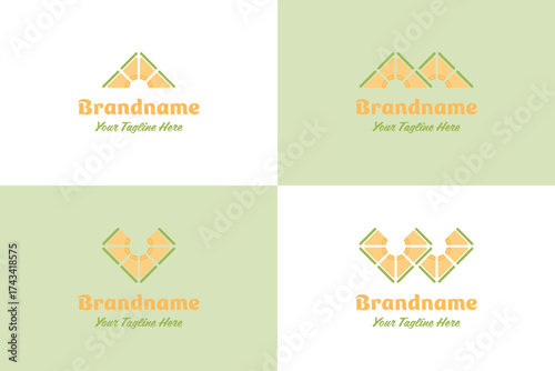 Letter A M V W Melon Logo, symbolizing freshness, fun, and creativity