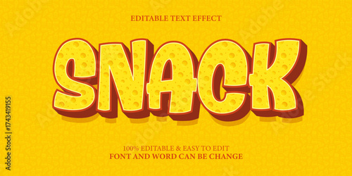 Snack editable text effect with cheese texture and 3D text style