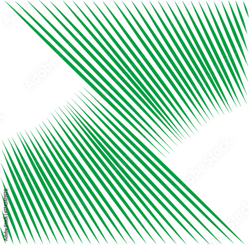 Abstract green line art forming a dynamic geometric twist on a white background. Modern optical illusion pattern perfect for posters, prints, and digital design.
