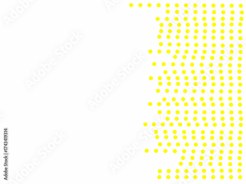 Abstract yellow dot pattern forming a modern halftone wave design on a white background. Perfect for digital art, posters, and creative graphic projects.
