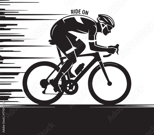 Dynamic cyclist racing forward with incredible speed