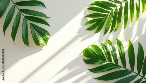 Palm Leaves Casting Shadows on Wall