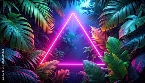 Neon Triangle in Vibrant Jungle Setting