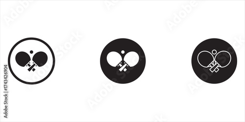 Set of rackets and ping pong ball. Table tennis game equipment. Isolated on white background. Vector illustration