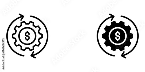 Operating Expenses Icon set Circular Gear Icons with Dollar Sign and Arrows Vector Design