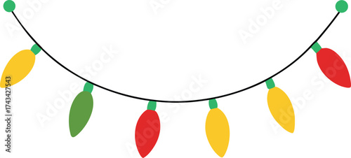 Red yellow and green Christmas lights garland string lights