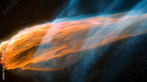 Vibrant Comet Gliding Through the Dark Cosmos with Luminous Tail and Streaks of Color