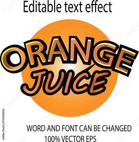 Editable Orange Juice vector text effect illustration in retro comic pop art style on white background.