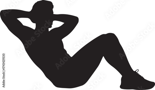 Silhouette of person doing sit ups for fitness