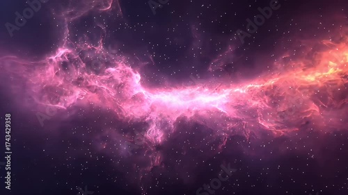 Vibrant Cosmic Nebula with Pink and Purple Tones Set Against a Starry Background in Space