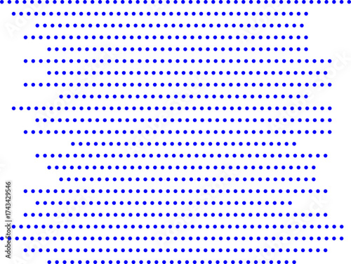 Blue dot pattern forming a geometric wave illusion on a white background. Modern abstract halftone design ideal for digital art, posters, and graphic projects.
