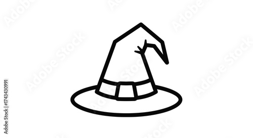 A witch's hat with a wide brim and a pointed top suggesting magic and enchantment.