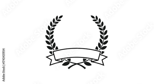 Laurel wreath and ribbon award symbol for achievement and recognition.