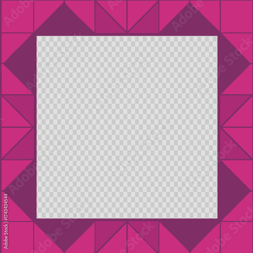 Abstract square photo frame with a geometric triangle pattern in vibrant orange and purple, ideal for Halloween invitations or social media posts