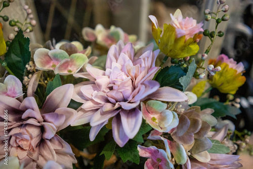 Photos Beautiful artificial flowers in the flower shop