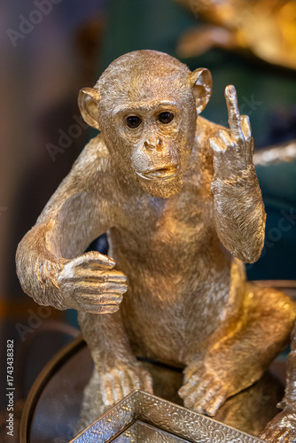 Photography Statue of a monkey in a shop closeup of photo