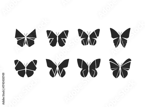 Geometric Butterfly Icons Collection.