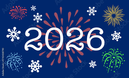 Happy New Year 2026 Fireworks Celebration Background