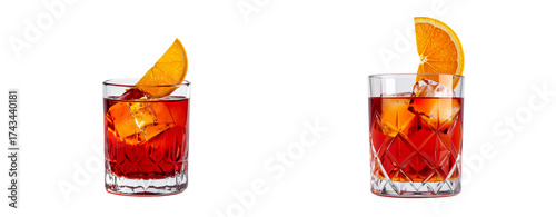  Classic Negroni Cocktail with Orange Slice