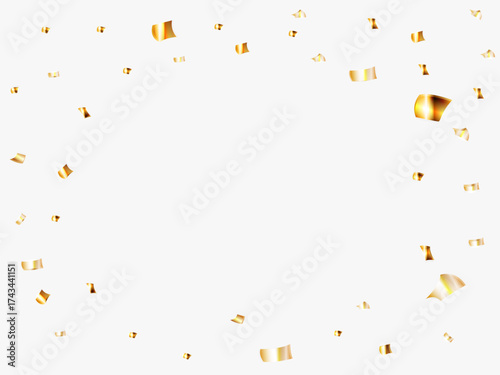 Golden Confetti Ribbon Round Frame – Luxury Party Decoration, Circular Gold Confetti Border – Ribbon Celebration Frame
