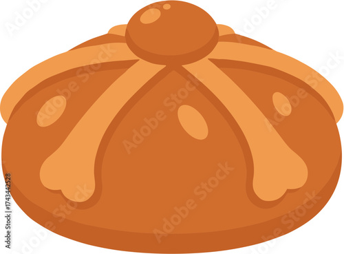 Simple Cartoon Style Pan de Muerto Day of The Dead Bread Food