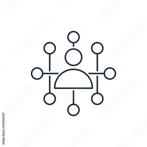 Networks. Business Connections. Social Media symbol.Vector linear icon illustration isolated on white background.