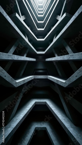 Black and white geometric architectural spatial patterns