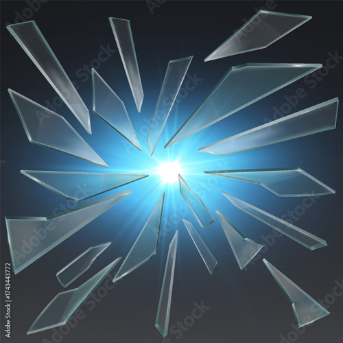 An explosion of glass and fragments, a flash of light and energy.