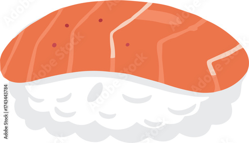 Flat Illustration Fresh Salmon Nigiri Sushi Food Asian Cuisine