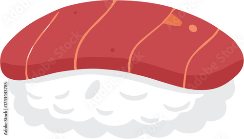 Simple Flat Illustration Tuna Nigiri Sushi Piece of Japanese Cuisine