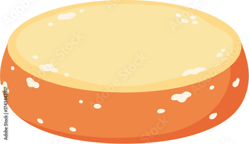 Flat Style Round Cheese Wheel Block Food Ingredient Illustration