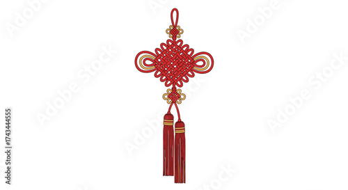 Traditional Chinese knot ornament with decorative tassels for festive occasions.