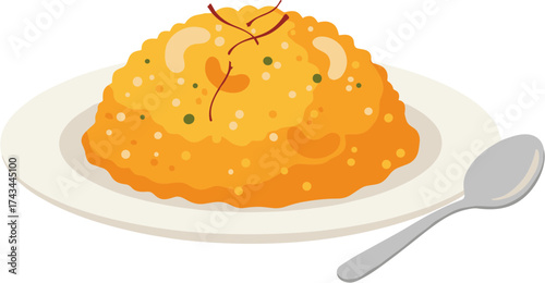 Simple Flat Illustration of Balushahi Indian Sweet Dessert on Plate