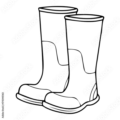 Waterproof boots line art