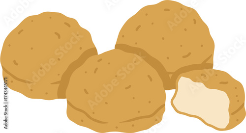 Simple Flat Illustration of Chicken Nuggets Snack Food Isolated on White