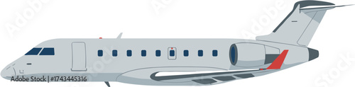 Side View Detailed Commercial Aircraft Illustration Design for Transportation