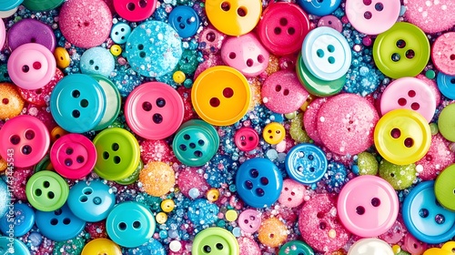 Colorful buttons background with textured elements creating a vibrant pattern