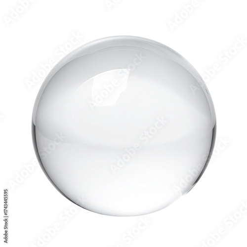 A clear, reflective sphere floating against a black background, suggesting glass or crystal